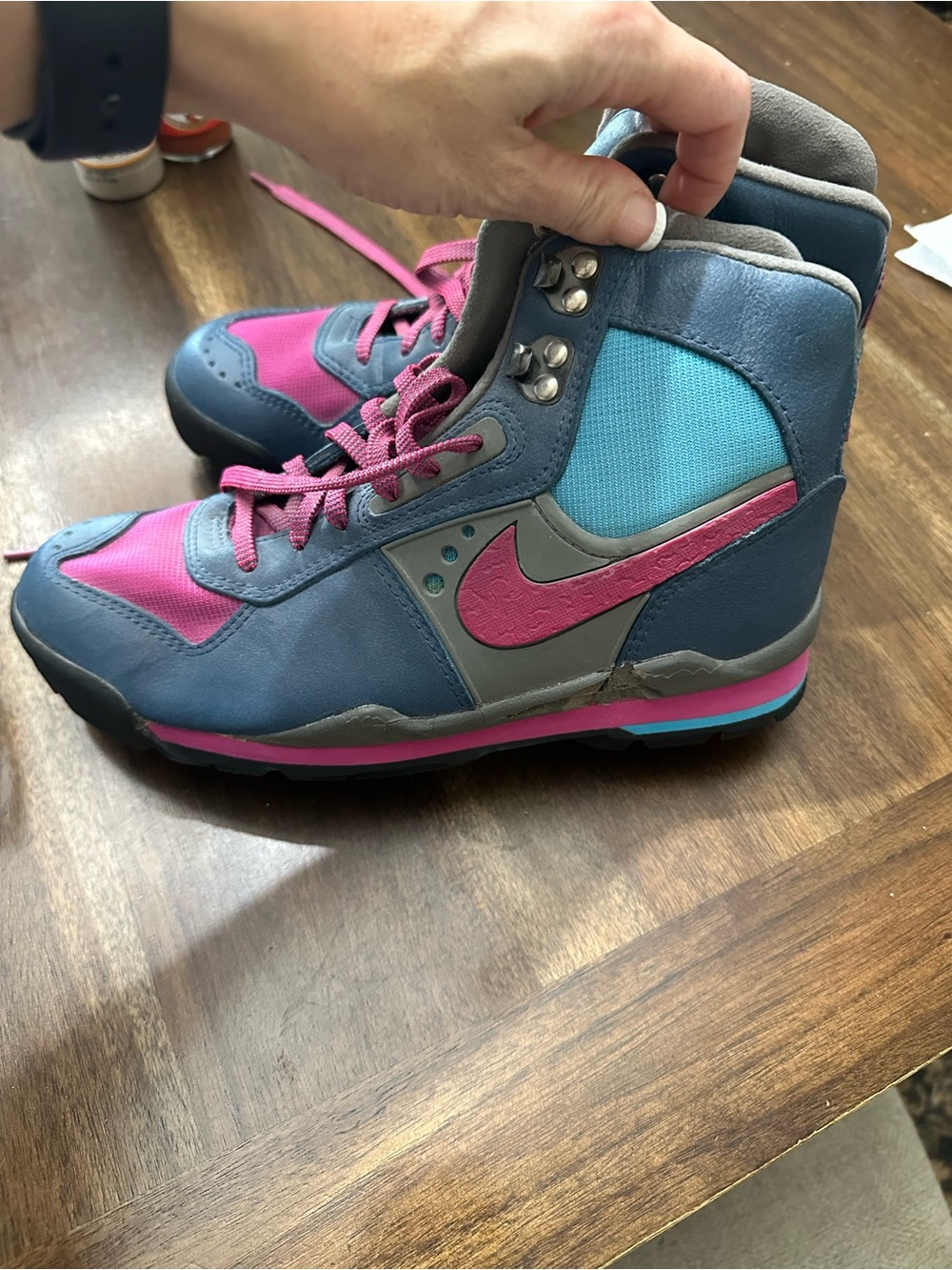 Nike women’s High-Top boots in Blue and Pink